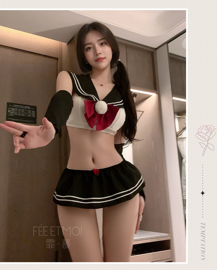 Feimu Selects JK Uniform Costume Set with Pleated Skirt, Tie and Thong — detail image 31