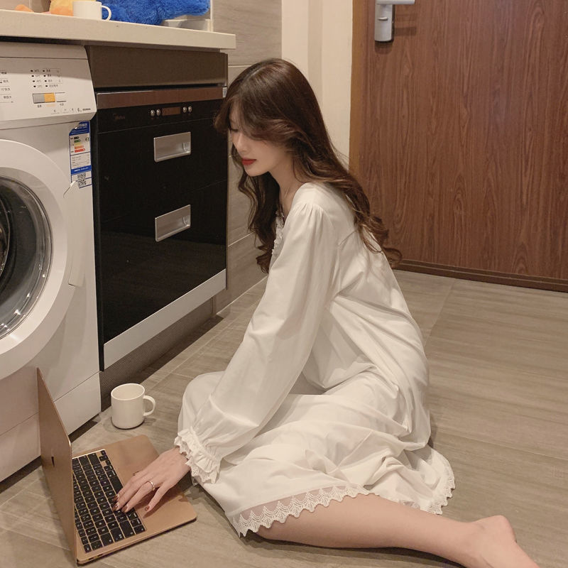 Nuevo pijama ins pijama mujer primavera otoño invierno 2025 corte japonesa dulce larga ropa blanca de mangas largas para el hogar