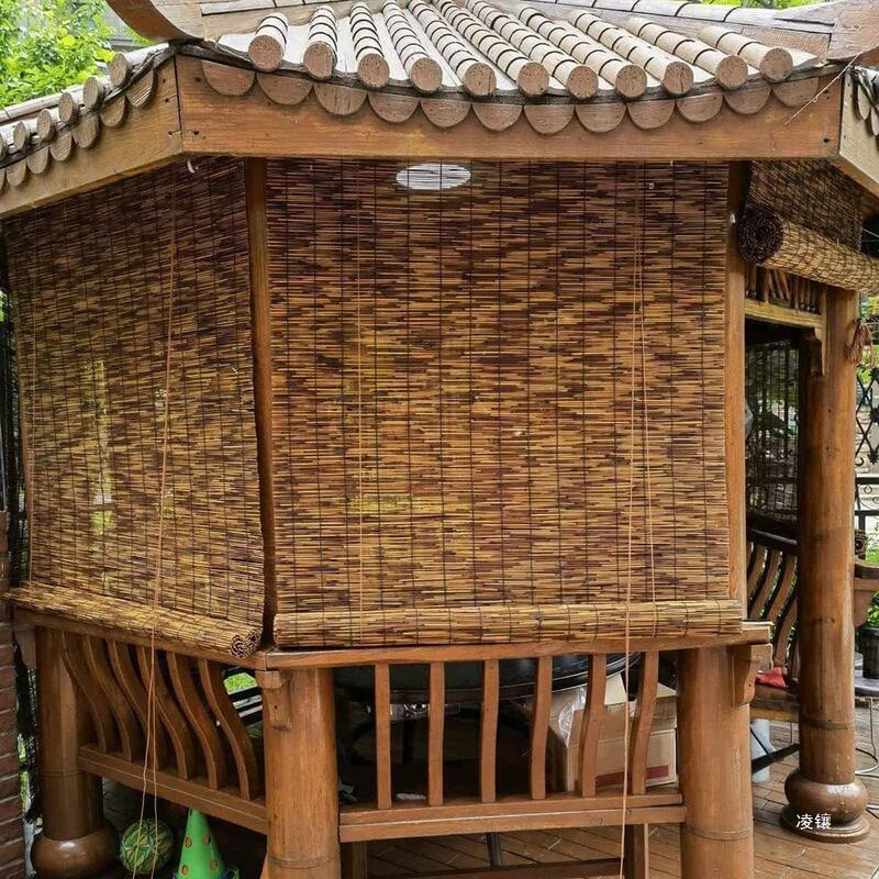Carbonized Reed Curtain Lifting Straw Curtain Wall Hanging Curtain Bamboo Curtain Outdoor Courtyard Antique Curtain