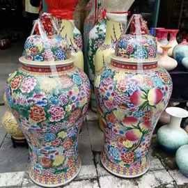 景德镇陶瓷大花瓶批发 1.5米粉彩将军罐花瓶图片 陶瓷手工大花瓶