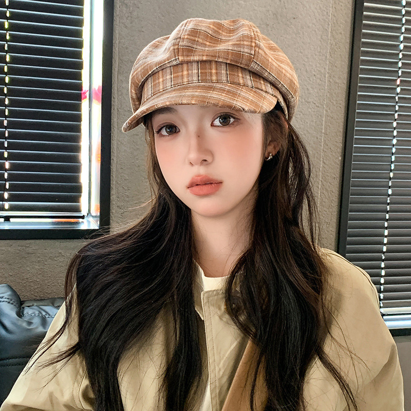 高级感贝雷帽子女秋冬季时尚百搭显脸小画家帽清新甜美八角报童帽|undefined