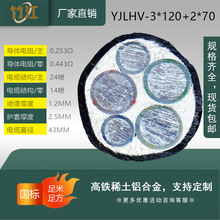 國標高鐵稀土鋁合金電纜5芯yjlhv-3*120+2*70 三相五線YJLHV