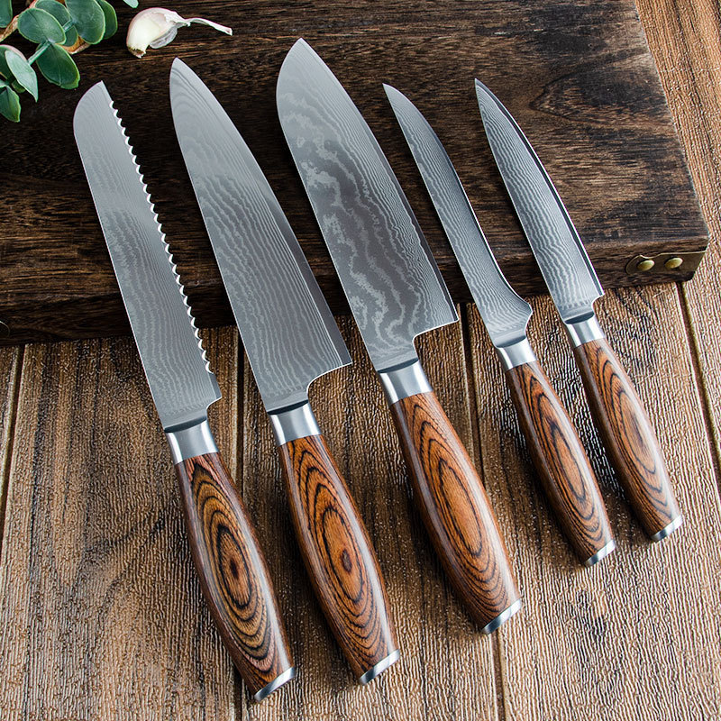 Cuchillo de cocina de acero inoxidable en stock cuchillo de cocina de Damasco cuchillo de cocina traje