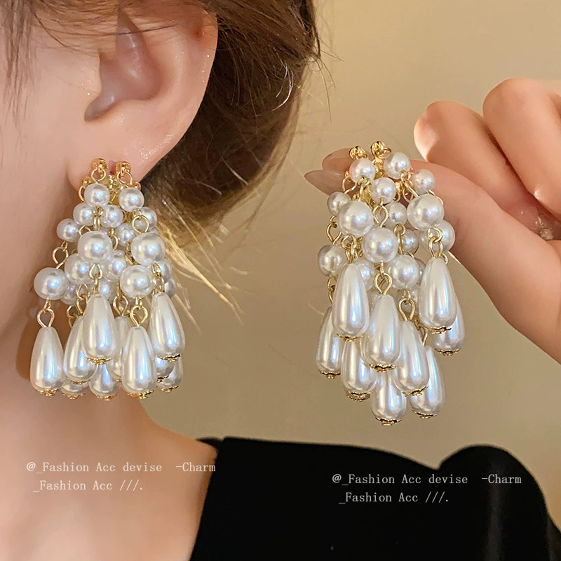 Серебряная игла, серьги из жемчуга, французский стиль, стиль лёгкой роскоши, стиль высокого качества, опт