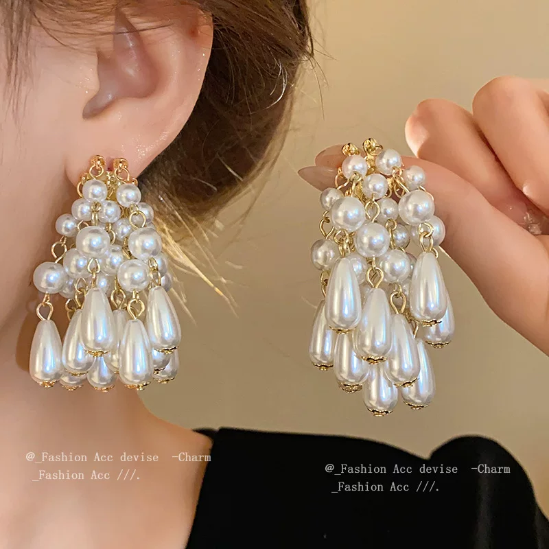 Серебряная игла, серьги из жемчуга, французский стиль, стиль лёгкой роскоши, стиль высокого качества, опт