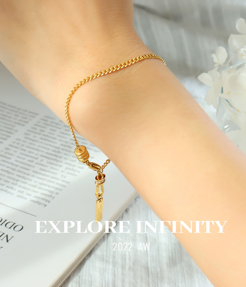 Simple Style Geometric Titanium Steel Plating Zircon Bracelets 1 Piece