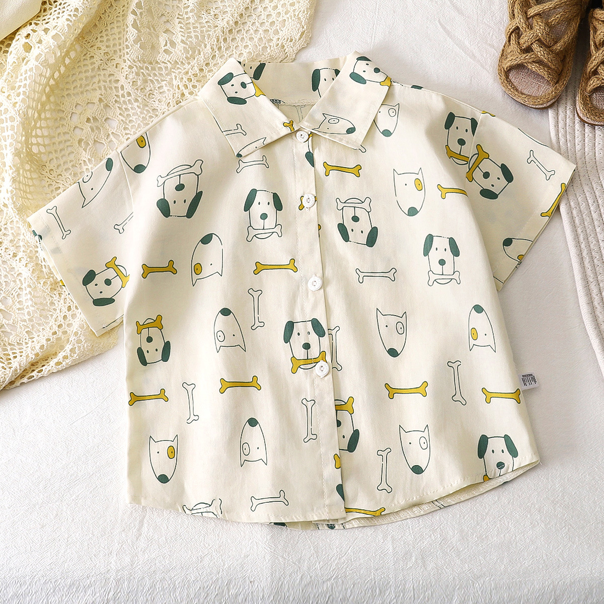 Camisas para niños verano nuevo estilo rebeca de manga corta para niños chaqueta de algodón para bebés camisa de solapa ropa para niños al por mayor