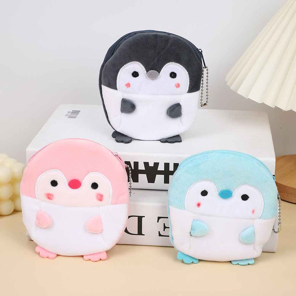 Muñecas de peluche de dibujos animados bonitos pingüinos dinosaurios bolsas de cambio bolsas escolares colgentes auriculares almacenar mini bolsas de monedas