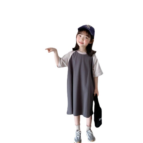 Summer Mother and Daughter Matching Outfits Baby Fashion Trendy Children's Personal Style Color-blocked Letter T-shirt Skirts