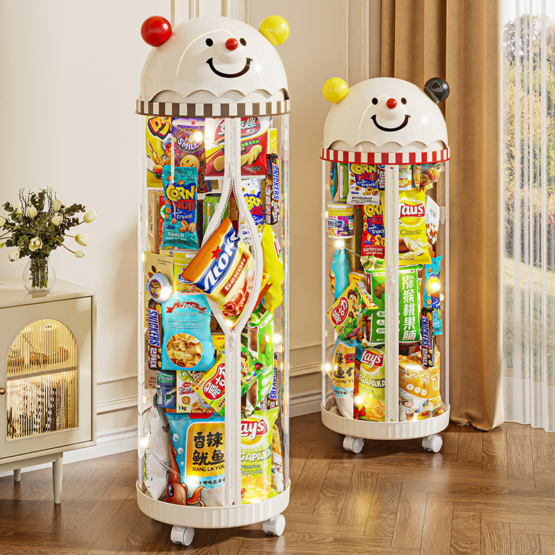 スナック人形収納バケツジッパー付き輪透明かわいい趣味笑顔ライト付き整理保存神器大容量|undefined