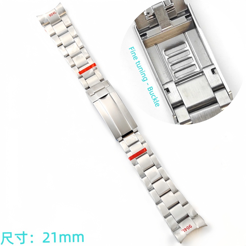 Correa de acero de ajuste fino pulsera de pulsera 21mm sólido de acero plegable accesorios de reloj Renacimiento