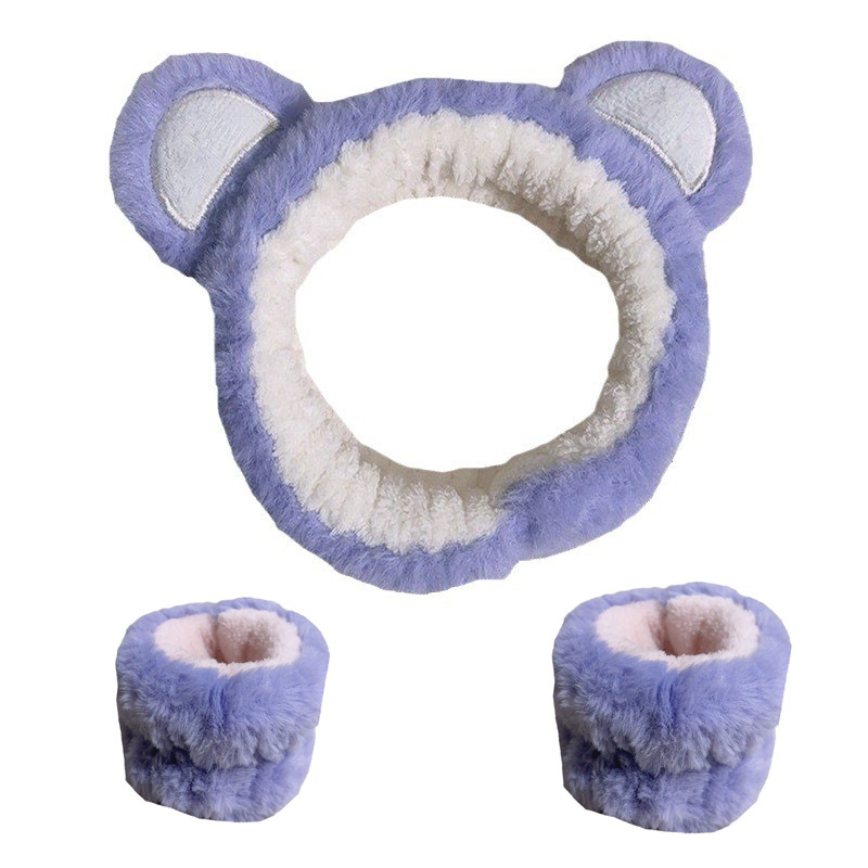Transfronterizo cara lavado banda para el cabello correa para la muñeca Imitación Piel de conejo color sólido felpa impermeable banda para el cabello Amazon absorbente sudor-limpieza al por mayor