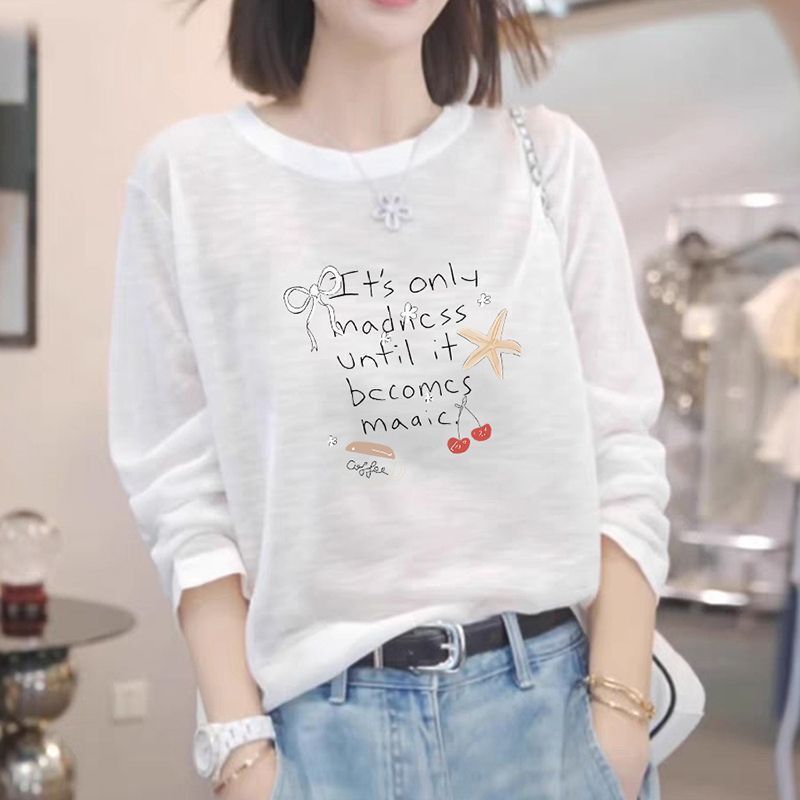 白色长袖防晒罩衫女2025夏新款松弛感雪花棉薄款透气微透遮阳上衣|undefined