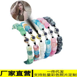 欧美跨境方糖方块投影照片手链串珠天然石DIY彩图饰品圣诞节手绳