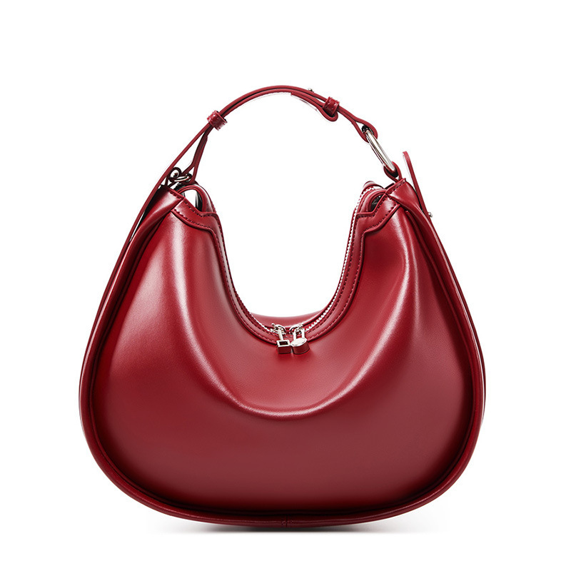 Niche Design Crescent Bag Genuine Leather Underarm Bag For Women 2025 New Simple High-End Shoulder Crossbody Versatile Handbag - Thumbnail 8