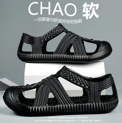 Nuevos zapatos de paja retro de verano para hombres con suela suave zapatos de playa transpirables y ligeros sandalias de caña casuales antideslizantes zapatos de hombre