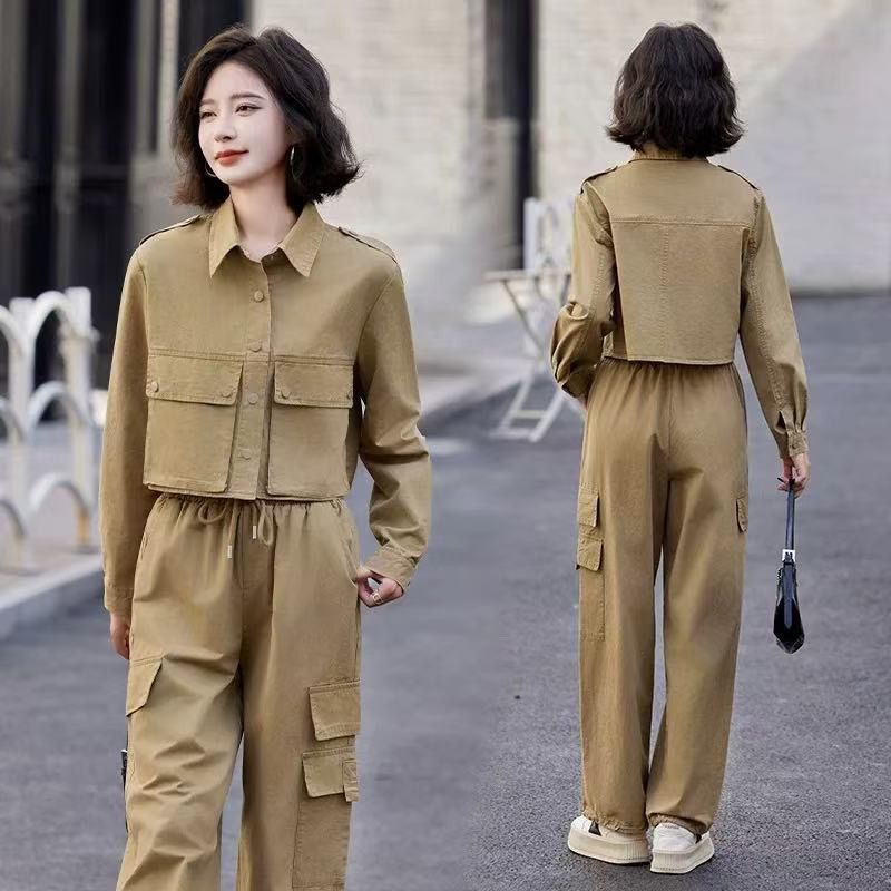秋季工装2025工装裤套装新款小个子时尚洋气休闲两件套减龄欧式