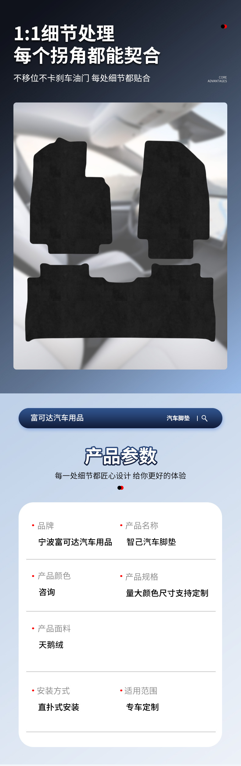 Zhiji Series Custom-Made Velvet Floor Mats, Zhiji Integrated Injection-Molded Full-Coverage Interior Dirt-Resistant Velvet Floor Mats