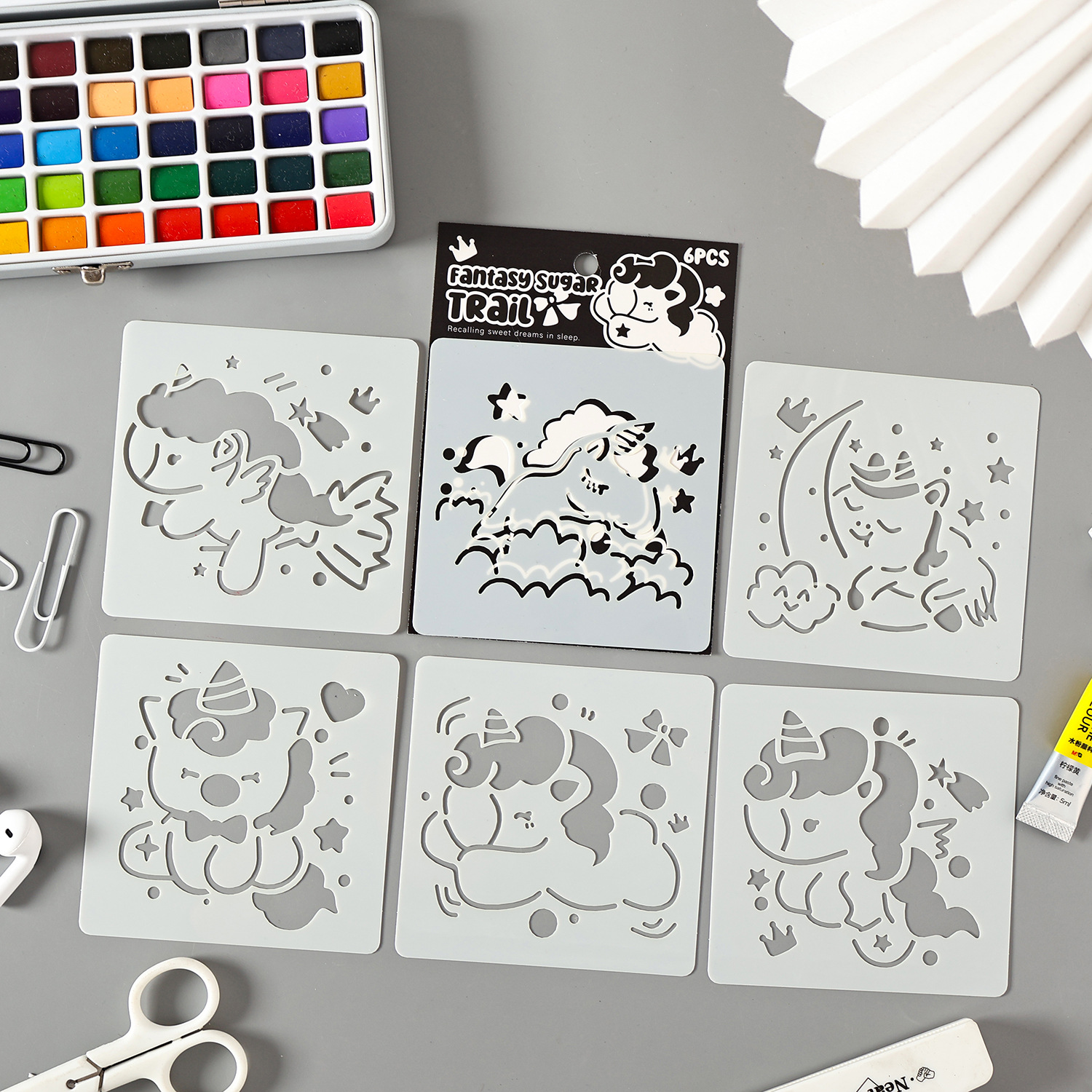 열진 동화 그림 필사 펀칭 템플릿 PET DIY 회화 스텐실 도안