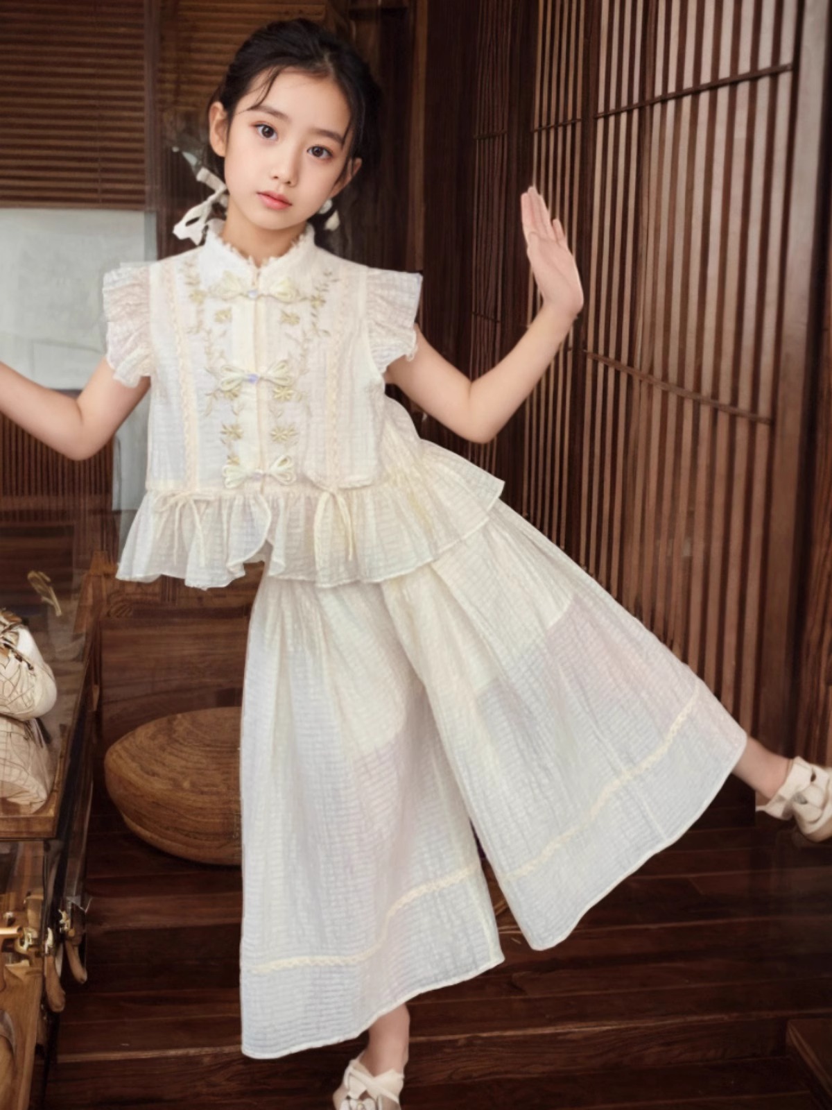 Nuevos trajes chinos para niñas Hanfu 2025 verano nuevo traje Tang de manga corta puede usar trajes de rendimiento de estilo chino todos los días