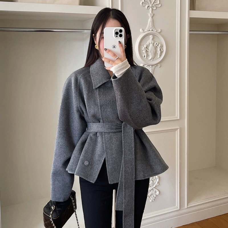 Корейское шикарное зимнее элегантное шерстяное пальто в французском стиле с поясом, подчеркивающее талию, вдохновленное дизайном Chanel, универсальное для женщин.