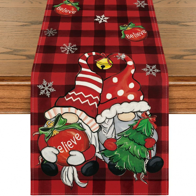 クロスボーダー Amazon クリスマスパーティー装飾テーブルフラグ雪だるまクリスマスツリーデザインホームキッチンプリントテーブルクロス|undefined