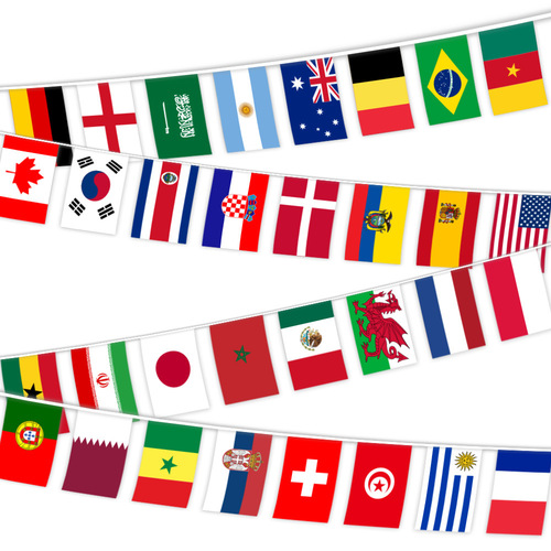  Qatar World Cup Flag Stringing Top 32 Fan Flags 14*21cm Hanging Flag 20*28cm Pulling Flag Manufacturer