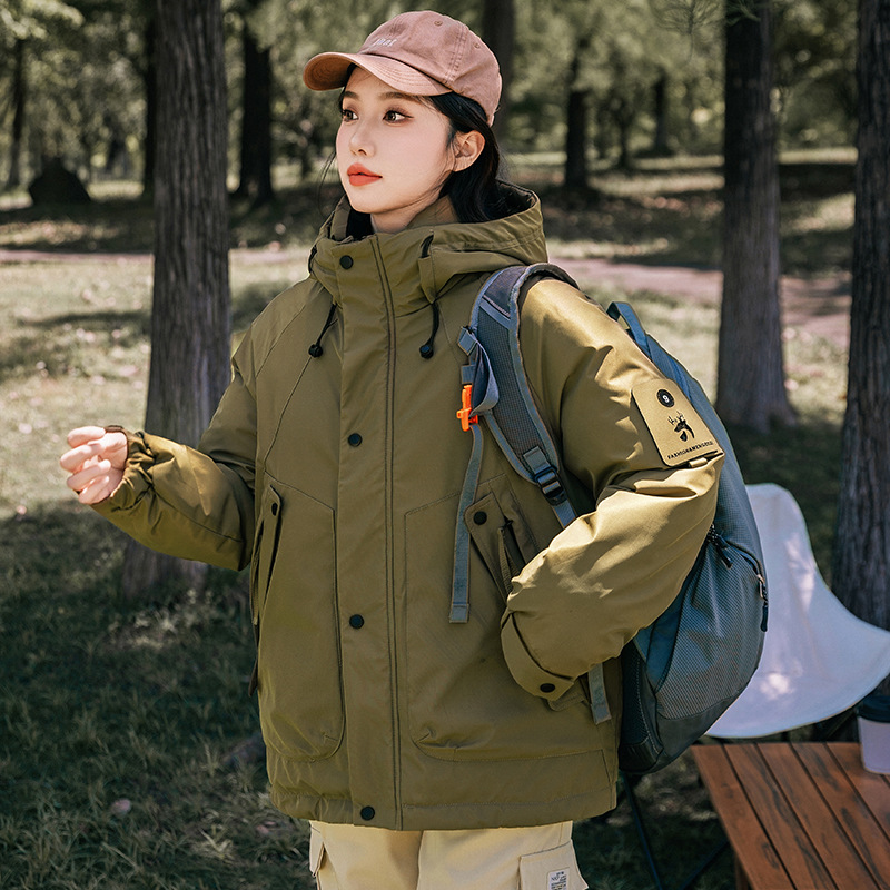 2024 nuevo estilo americano retro ropa de asalto ropa de algodón largo medio grueso abrigo caliente chaqueta de algodón de mujer chaqueta de algodón suelta image 3