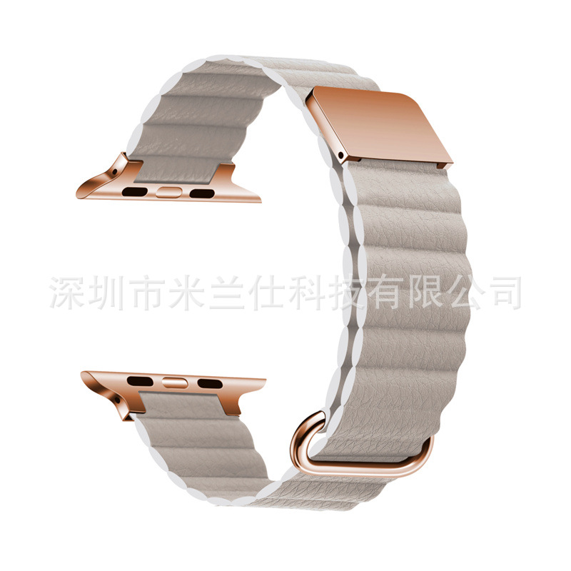 Adecuado para Apple Watch Apple S9 cuero genuino ultra2 magnético hebilla iwatch98765se Correa fábrica