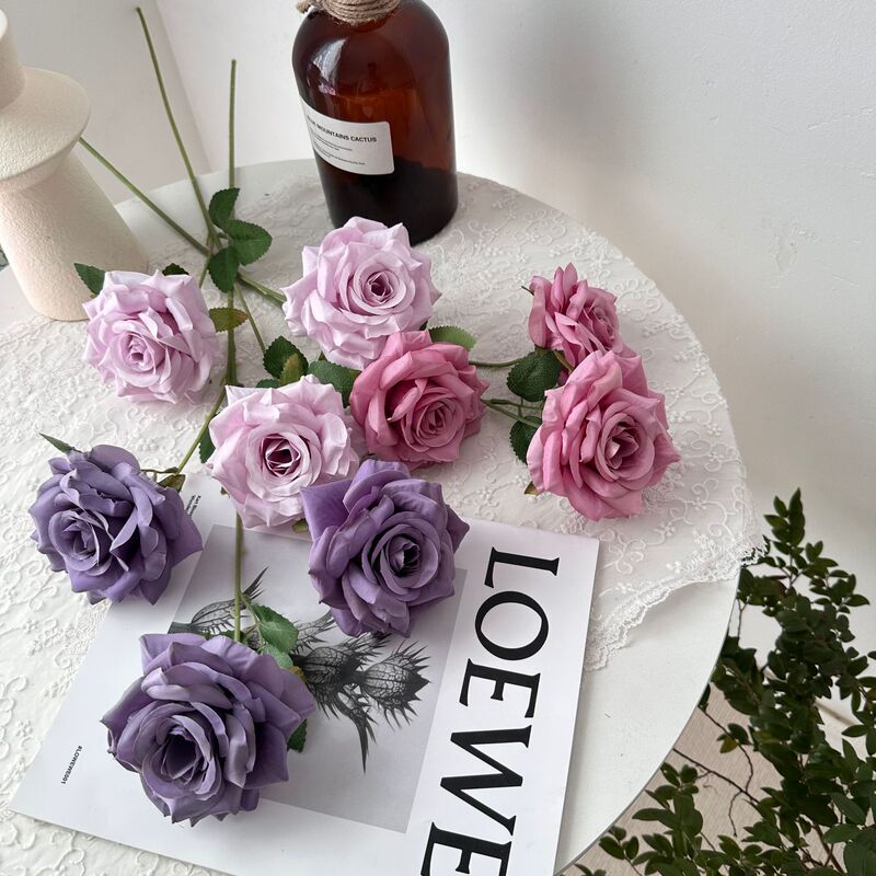 New 3-Head Diamond Rose Artificial Flower Wedding Hall Decorative Flower Artificial Flower Amazon Export Bouquet Rose Flower