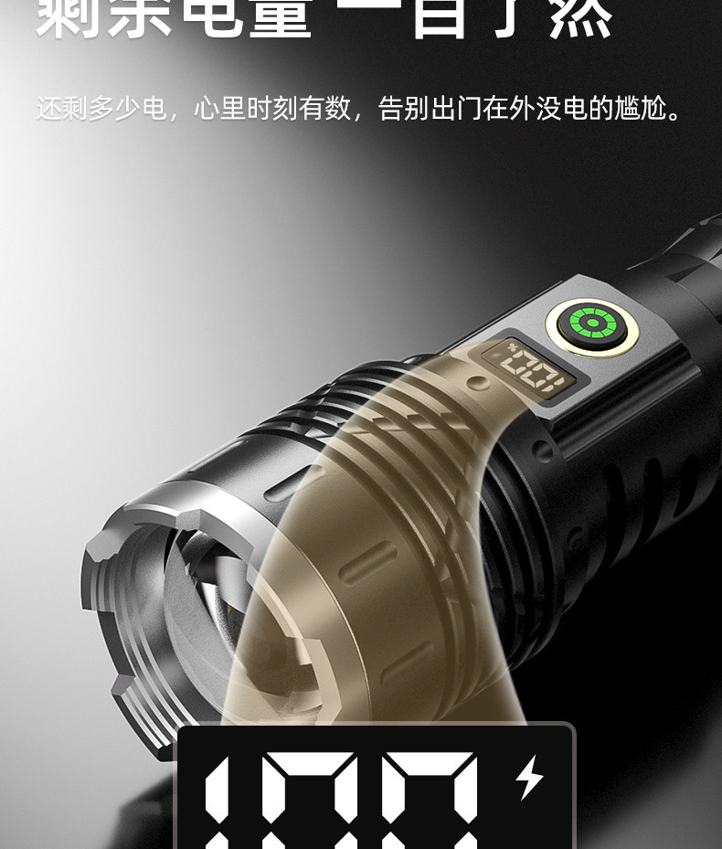 Aluminum Alloy Flashlight, Outdoor Strong Light, Flash Flashlight for Adventure, Ultra-Bright, High-Lumen, High-Power Lithium Battery, Long-Lasting Flashlight