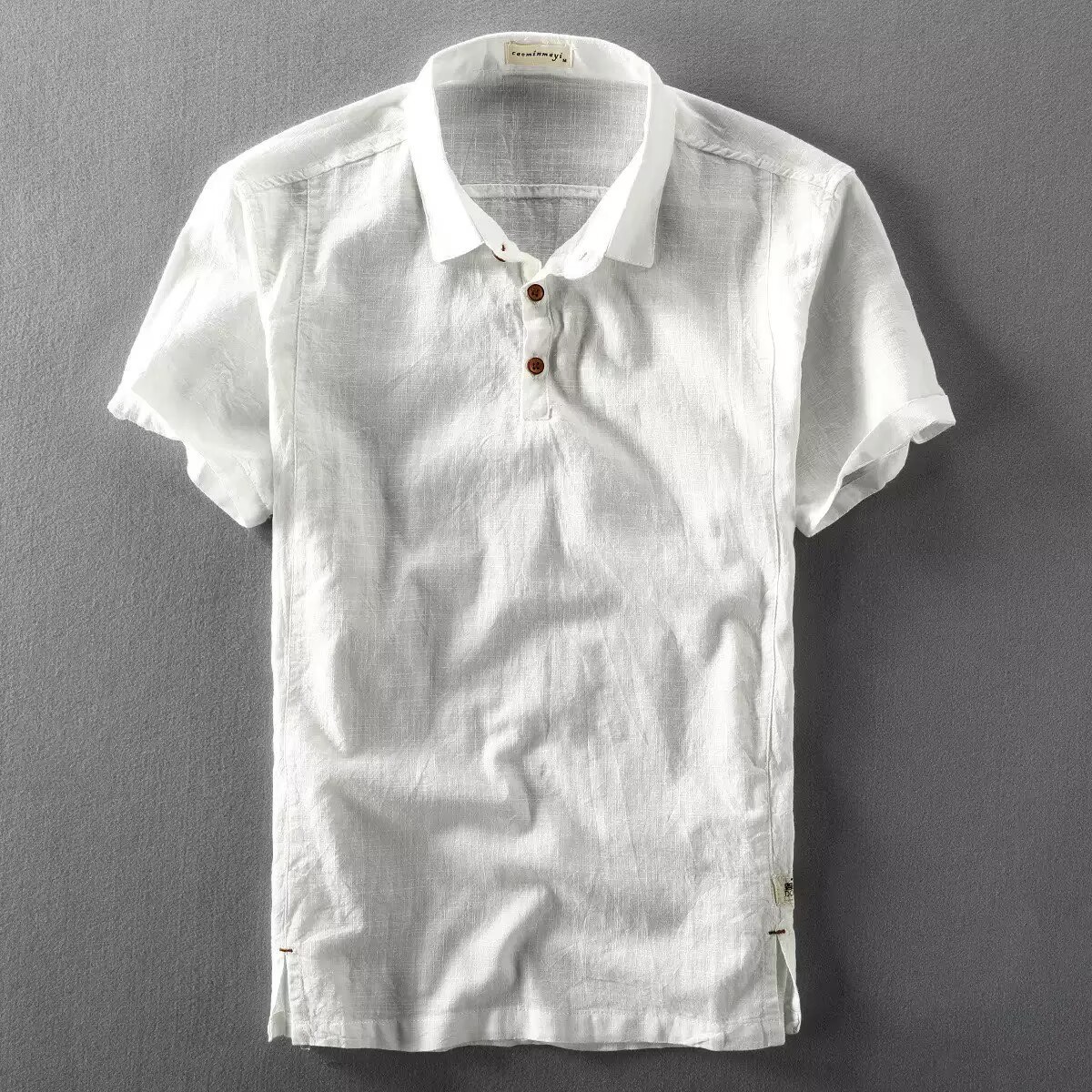 Men's Linen Short Sleeve Shirt Summer Breathable Casual Loose Fit Button Down Shirt_viptrois.com