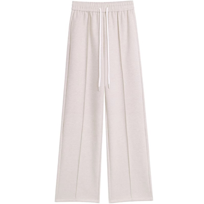 Pantalones de piernas anchas de herringbone para mujeres otoño y invierno 2024 nuevos pantalones de tween de hombre pequeño, pantalones casuales acrílicos estrechos