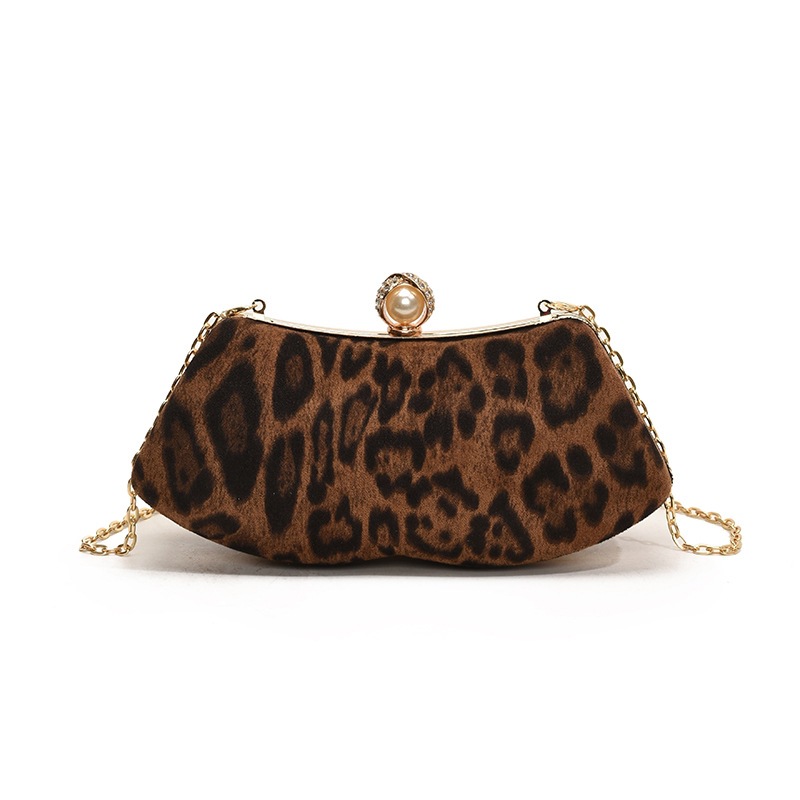 Bolso de hombro europeo y americano, bolso de mano para la cena, 2024 nuevo patrón de leopardo de moda, bolso de mujer de cadena popular.