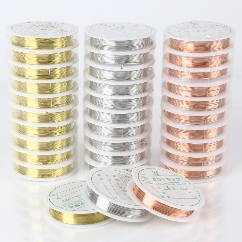 구리 와이어 DIY 구슬 스레딩 수제 공예 권선 꽃 머리핀 쥬얼리 땋기 모양의 금속 구리 와이어