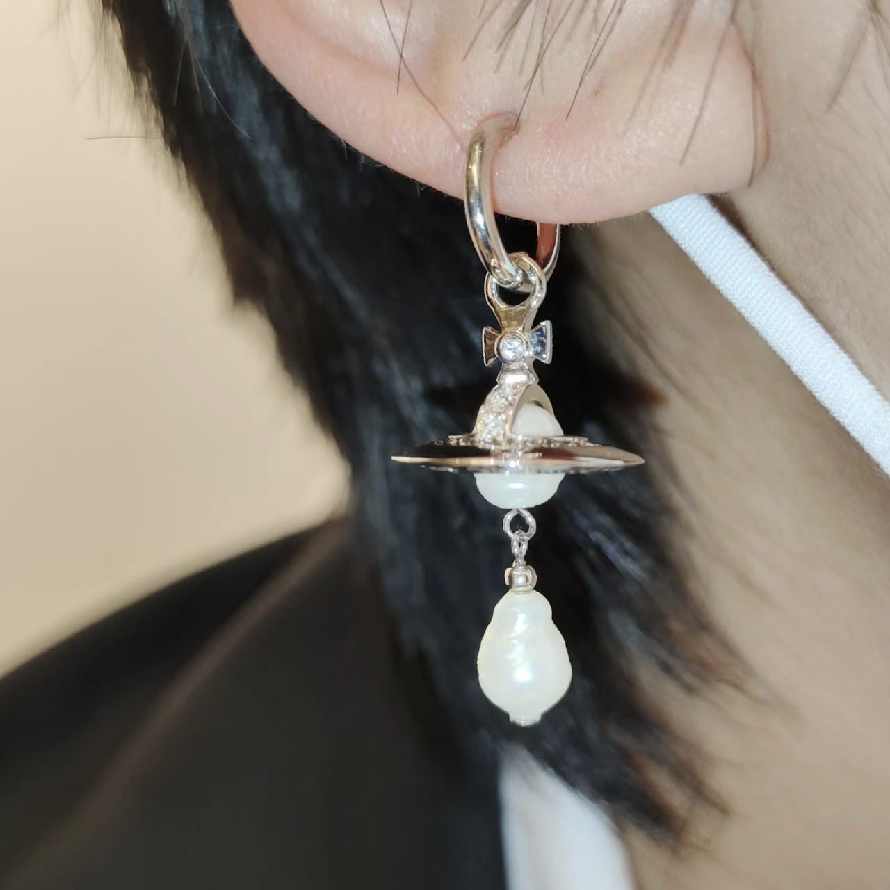 Quality classic three dimensional earrings pearl drop-shaped for St…