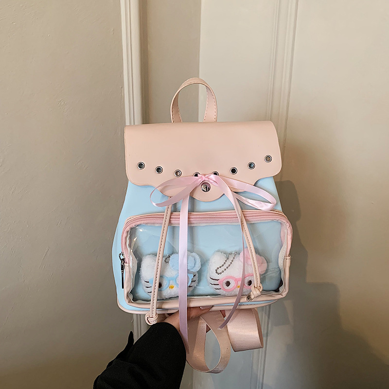 2026 nuevo nicho coreano chica corazón mochila de hombro mujer transparente bolsa delantera arco diaria mochila de viaje universal image 7