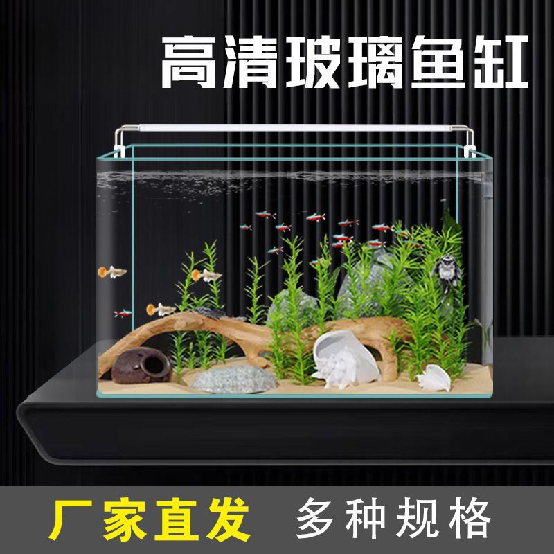 Fish Tank with Heat-Bent Glass, Home Aquarium for Landscaping, Small Fish Tank, Turtle Tank, Aquatic Plants, Goldfish, Ecological Fish Tank