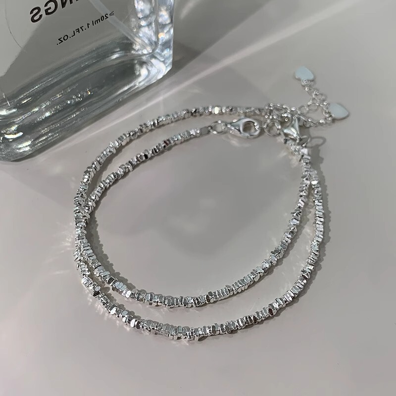 S999 Pure Silver Fragmented Silver Bracelet, Light Luxury Friendship Bracelet, Niche Design, Fragmented Silver Women's Jewelry, Simple and Versatile S999 Pure Silver Fragmented Silver Bracelet, Light Luxury Friendship Bracelet, Niche Design, Fragmented Silver Women's Jewelry, Simple and Versatile