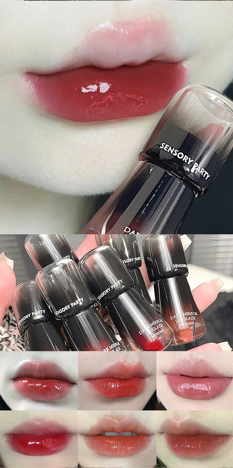 Sensory Party Dark Mirror Moisturizing Mirror Lip gloss, affordable student makeup lipstick, lip cosmetics wholesale Specification drawing