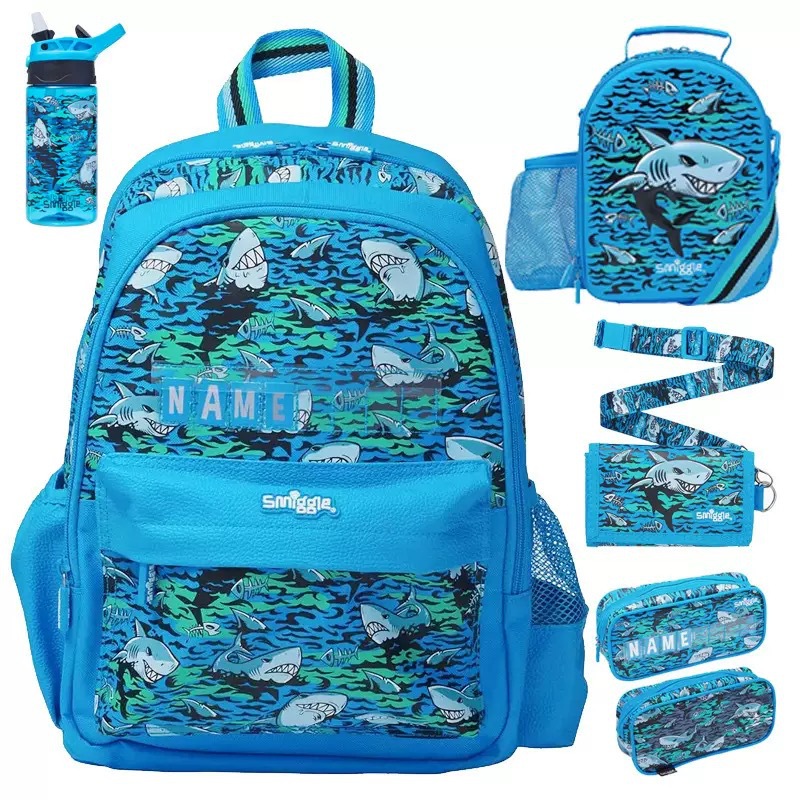 Australia mochila escolar smiggle escolares de hombro medio mochila de reducción de carga para niños mochila de tiburones de dibujos animados ocio nuevo