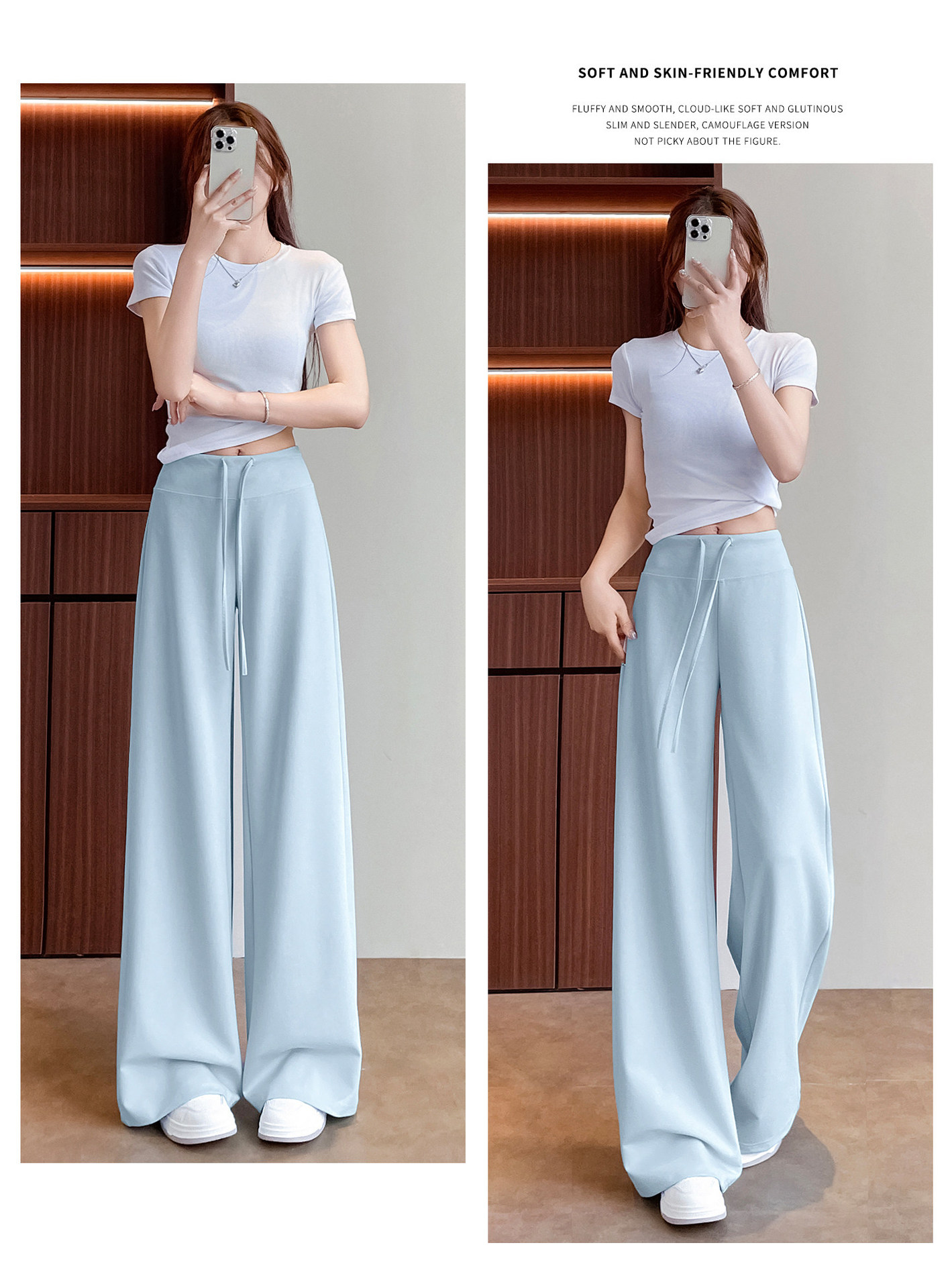 Quần legging yoga nữ cạp cao ống suông chất liệu lụa băng mát mẻ — Màu trắng gạo - Extended chi tiết 26