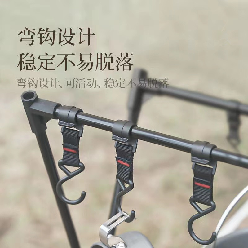 Acampar al aire libre plegable estante de almacenamiento portátil de doble capa que acampa auto-conducción viajes hogar picnic rack de almacenamiento con bolsillo neto