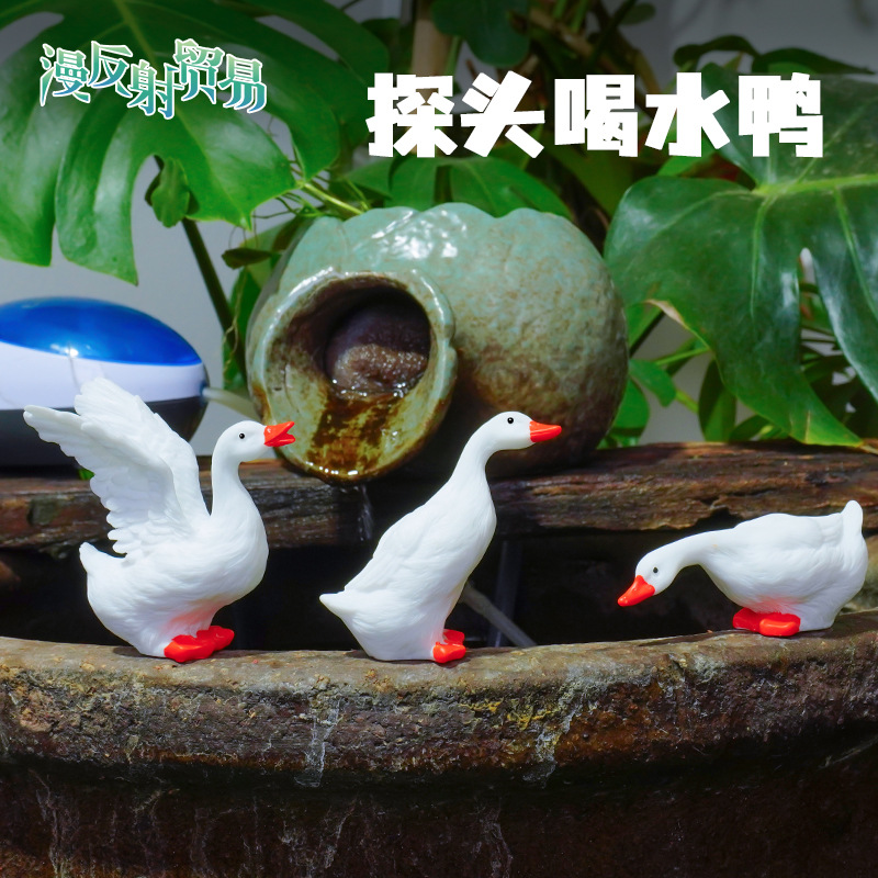 Adornos de resina Jardín al aire libre Paisajismo Hogar Patio Piscina Pato Micro Paisaje Peces Paisaje Agua Decoración de animales