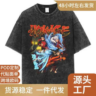Hip Hop Streetwear Men Vintage T-shirt Japan Anime Naruto Pr