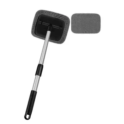Car cleaning tools Car Windshield Cleaning and Defogging - 1-set-square-plate-telescopic-rod-2-gray-cloth-covers