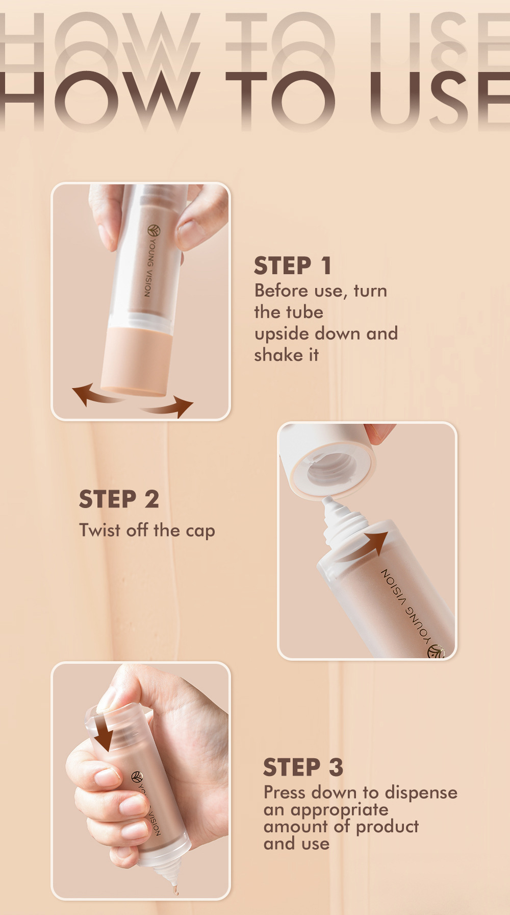 YOUNG VISION Bottom Press Foundation is a detachable matte facial base makeup liquid that is not prone to smudge undefined