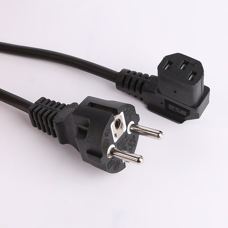 VDE认证16A欧式直插电源线 90度左弯右弯品字尾插头电线