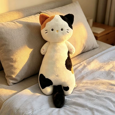 Oyuncaq yastıqlar — cat pillow plush toy doll, a - tricolor-cat-pillow-60cm-017kg-small-size