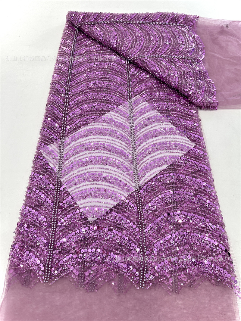 Multicolor conchas sequinilla perlas tubo bordado tela de lujo ligera de alta gama vestido de boda tela de moda tela de bordado de malla